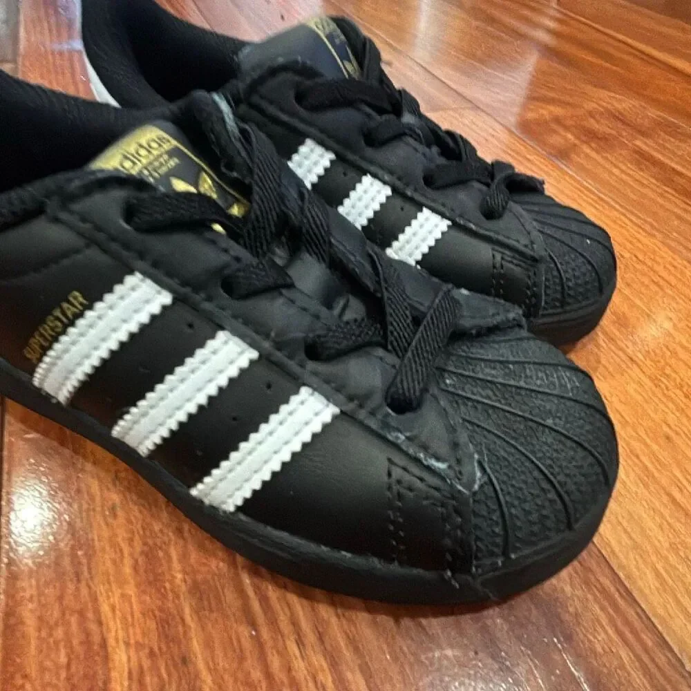 Adidas Superstar Toddler Sneakers “Black/White” — Size 9K